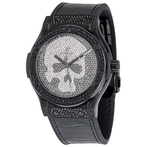 YourWatch.com: Hublot Classic Fusion Black Skull Full Pave